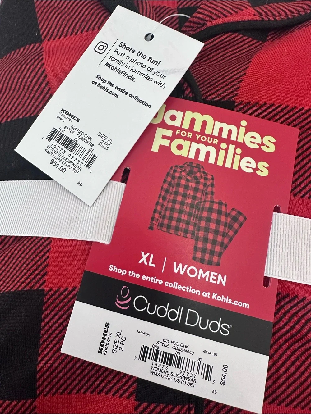 Cuddl Duds Red and Black Buffalo Plaid Pajama Set - Picture 2 of 3